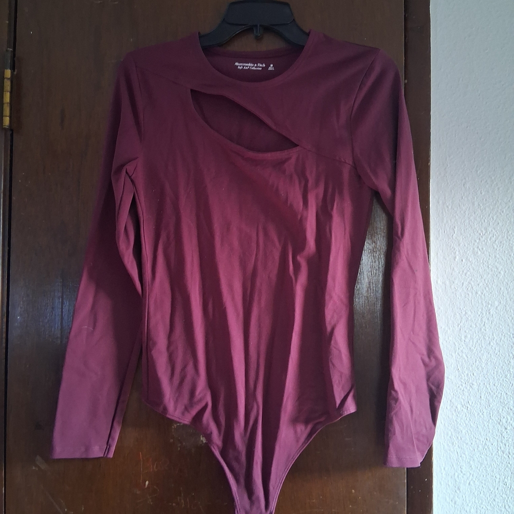 Women's Burgundy Long Sleeve Bodysuit